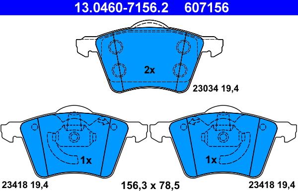 ATE 13.0460-7156.2 - Brake Pad Set, disc brake onlydrive.pro