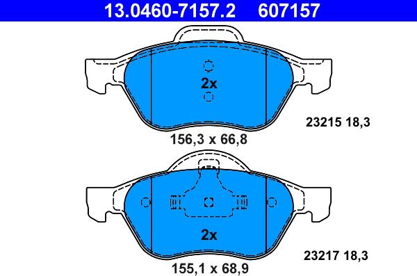 ATE 13.0460-7157.2 - Тормозные колодки, дисковые, комплект onlydrive.pro