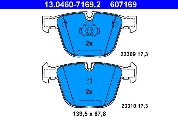 ATE 13.0460-7169.2 - Brake Pad Set, disc brake onlydrive.pro