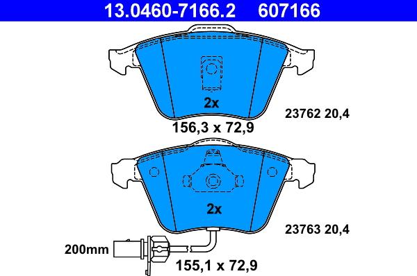 ATE 13.0460-7166.2 - Тормозные колодки, дисковые, комплект onlydrive.pro