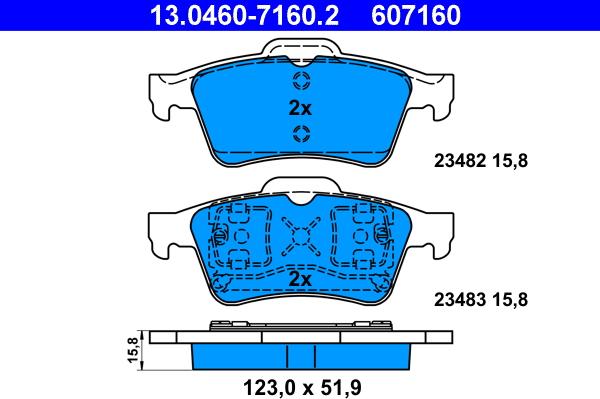 ATE 13.0460-7160.2 - Brake Pad Set, disc brake onlydrive.pro