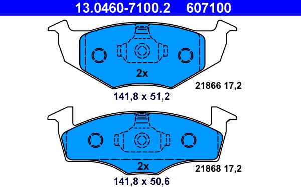 ATE 13.0460-7100.2 - Тормозные колодки, дисковые, комплект onlydrive.pro