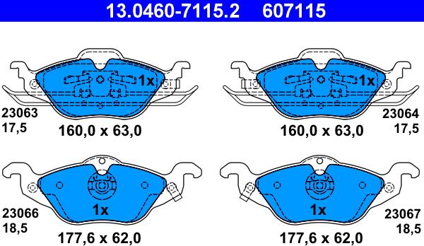 ATE 13.0460-7115.2 - Тормозные колодки, дисковые, комплект onlydrive.pro