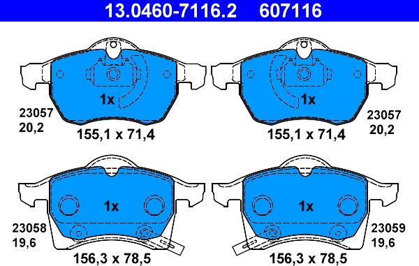 ATE 13.0460-7116.2 - Brake Pad Set, disc brake onlydrive.pro