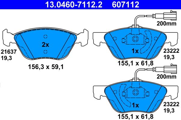ATE 13.0460-7112.2 - Brake Pad Set, disc brake onlydrive.pro