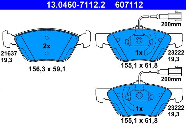 ATE 13.0460-7112.2 - Тормозные колодки, дисковые, комплект onlydrive.pro