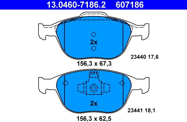 ATE 13.0460-7186.2 - Brake Pad Set, disc brake onlydrive.pro