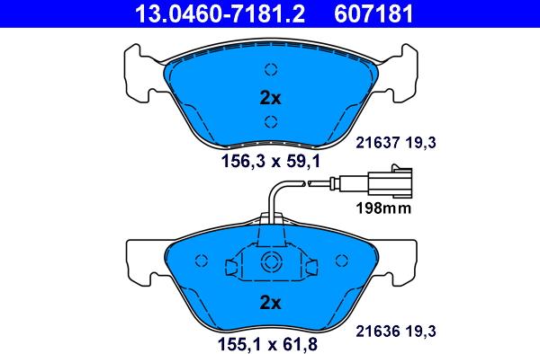 ATE 13.0460-7181.2 - Brake Pad Set, disc brake onlydrive.pro