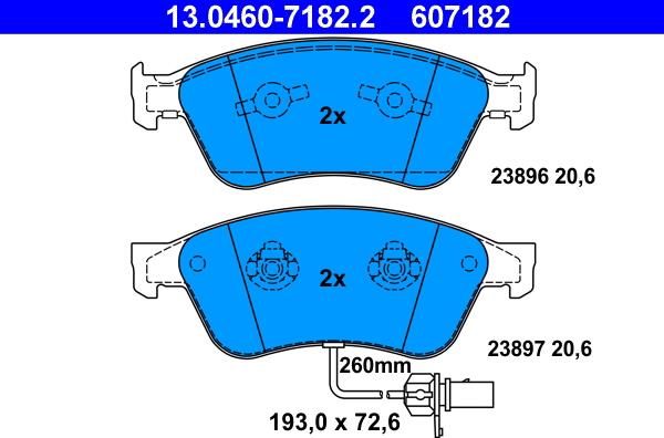 ATE 13.0460-7182.2 - Brake Pad Set, disc brake onlydrive.pro