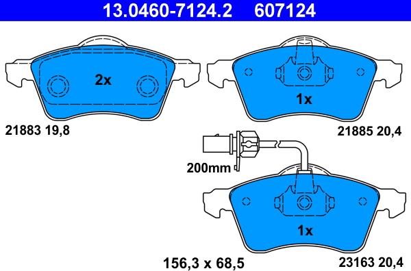 ATE 13.0460-7124.2 - Brake Pad Set, disc brake onlydrive.pro