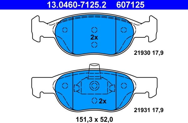 ATE 13.0460-7125.2 - Brake Pad Set, disc brake onlydrive.pro