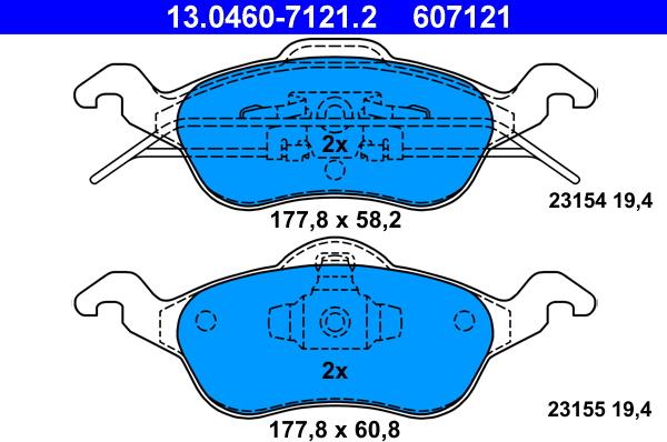 ATE 13.0460-7121.2 - Brake Pad Set, disc brake onlydrive.pro