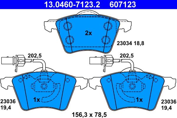 ATE 13.0460-7123.2 - Brake Pad Set, disc brake onlydrive.pro