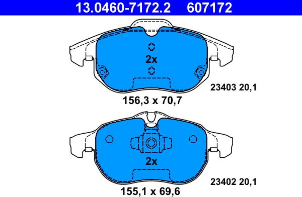 ATE 13.0460-7172.2 - Тормозные колодки, дисковые, комплект onlydrive.pro