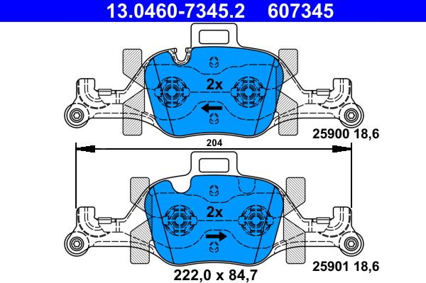 ATE 13.0460-7345.2 - Тормозные колодки, дисковые, комплект onlydrive.pro