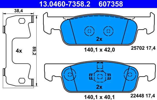 ATE 13.0460-7358.2 - Brake Pad Set, disc brake onlydrive.pro