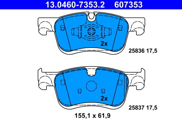 ATE 13.0460-7353.2 - Brake Pad Set, disc brake onlydrive.pro