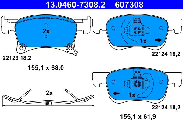 ATE 13.0460-7308.2 - Brake Pad Set, disc brake onlydrive.pro