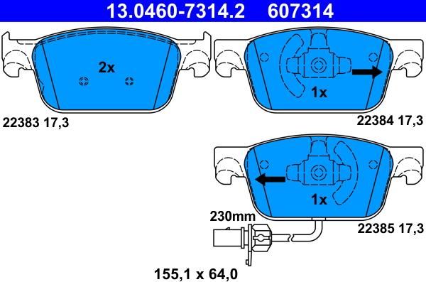 ATE 13.0460-7314.2 - Тормозные колодки, дисковые, комплект onlydrive.pro