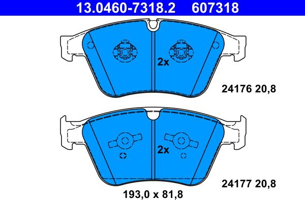 ATE 13.0460-7318.2 - Brake Pad Set, disc brake onlydrive.pro