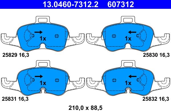 ATE 13.0460-7312.2 - Тормозные колодки, дисковые, комплект onlydrive.pro