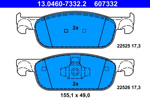 ATE 13.0460-7332.2 - Brake Pad Set, disc brake onlydrive.pro