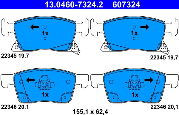 ATE 13.0460-7324.2 - Brake Pad Set, disc brake onlydrive.pro