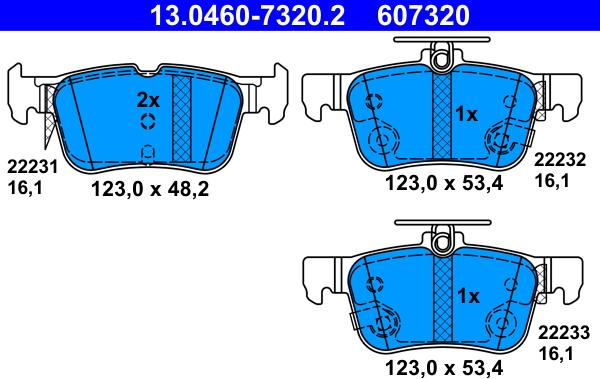 ATE 13.0460-7320.2 - Brake Pad Set, disc brake onlydrive.pro