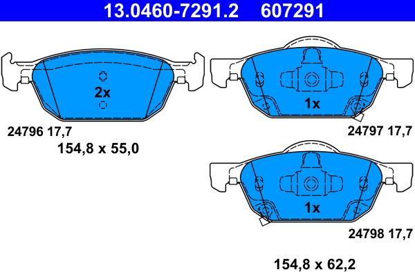 ATE 13.0460-7291.2 - Brake Pad Set, disc brake onlydrive.pro