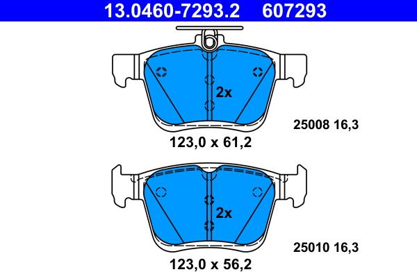 ATE 13.0460-7293.2 - Brake Pad Set, disc brake onlydrive.pro