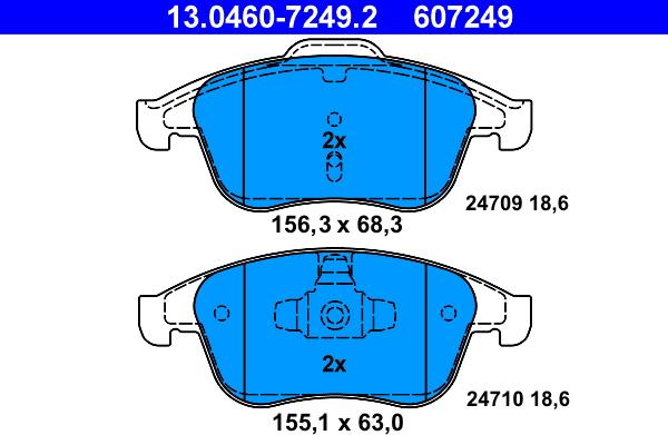 ATE 13.0460-7249.2 - Тормозные колодки, дисковые, комплект onlydrive.pro