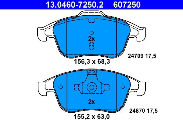 ATE 13.0460-7250.2 - Brake Pad Set, disc brake onlydrive.pro