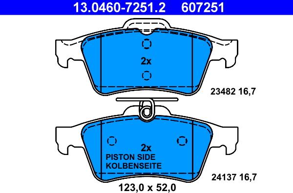 ATE 13.0460-7251.2 - Brake Pad Set, disc brake onlydrive.pro