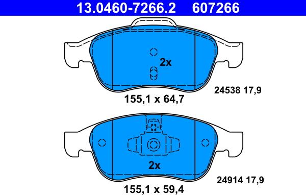 ATE 13.0460-7266.2 - Тормозные колодки, дисковые, комплект onlydrive.pro