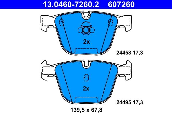 ATE 13.0460-7260.2 - Тормозные колодки, дисковые, комплект onlydrive.pro