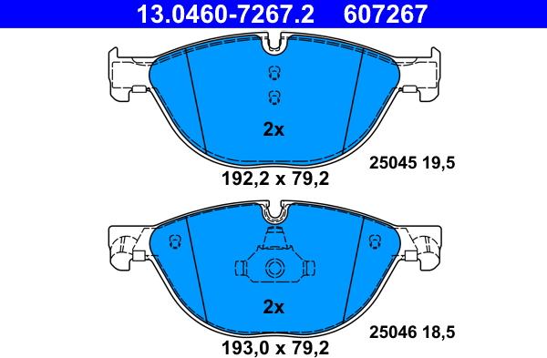 ATE 13.0460-7267.2 - Тормозные колодки, дисковые, комплект onlydrive.pro