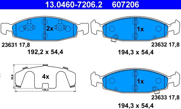 ATE 13.0460-7206.2 - Brake Pad Set, disc brake onlydrive.pro