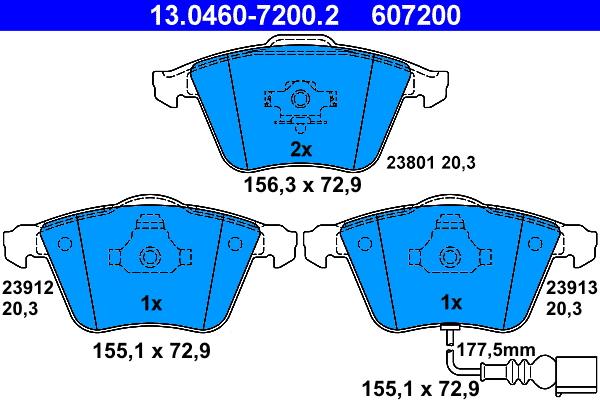 ATE 13.0460-7200.2 - Brake Pad Set, disc brake onlydrive.pro