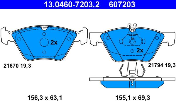 ATE 13.0460-7203.2 - Тормозные колодки, дисковые, комплект onlydrive.pro