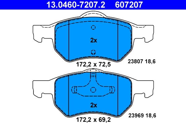 ATE 13.0460-7207.2 - Тормозные колодки, дисковые, комплект onlydrive.pro