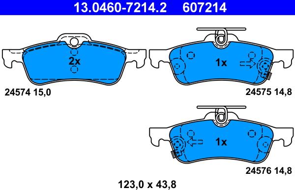 ATE 13.0460-7214.2 - Brake Pad Set, disc brake onlydrive.pro