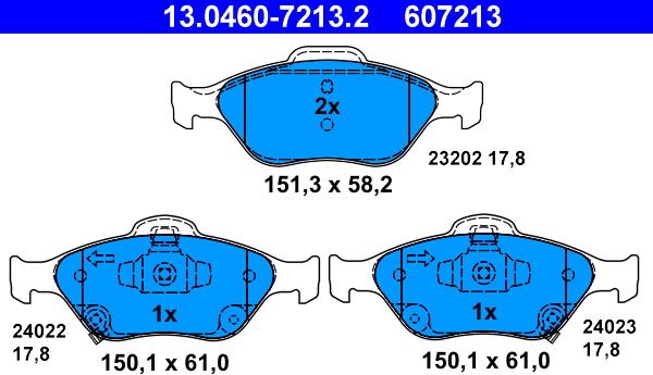 ATE 13.0460-7213.2 - Brake Pad Set, disc brake onlydrive.pro