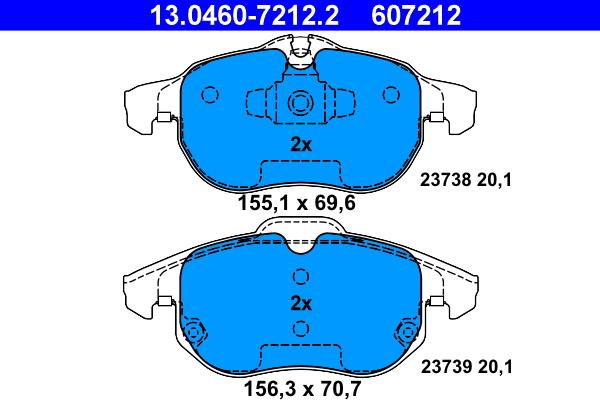 ATE 13.0460-7212.2 - Brake Pad Set, disc brake onlydrive.pro