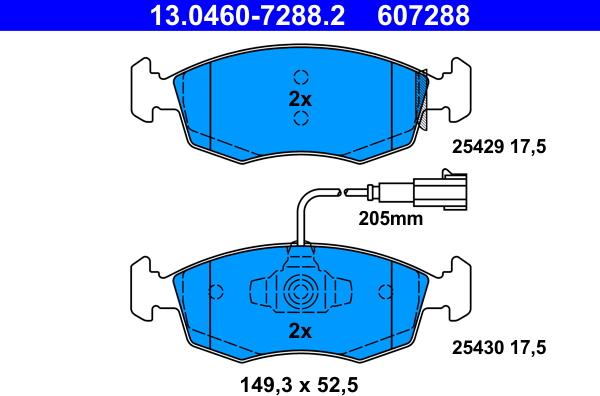 ATE 13.0460-7288.2 - Brake Pad Set, disc brake onlydrive.pro