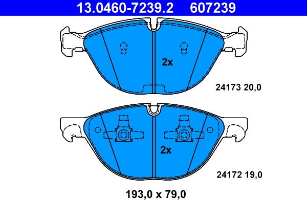 ATE 13.0460-7239.2 - Тормозные колодки, дисковые, комплект onlydrive.pro