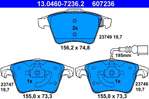 ATE 13.0460-7236.2 - Brake Pad Set, disc brake onlydrive.pro