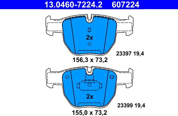 ATE 13.0460-7224.2 - Brake Pad Set, disc brake onlydrive.pro