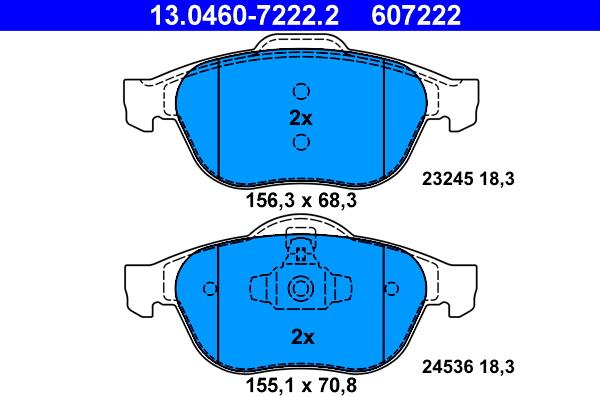 ATE 13.0460-7222.2 - Brake Pad Set, disc brake onlydrive.pro