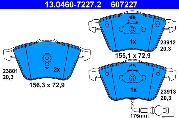 ATE 13.0460-7227.2 - Brake Pad Set, disc brake onlydrive.pro