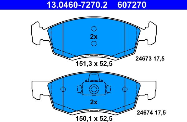 ATE 13.0460-7270.2 - Тормозные колодки, дисковые, комплект onlydrive.pro